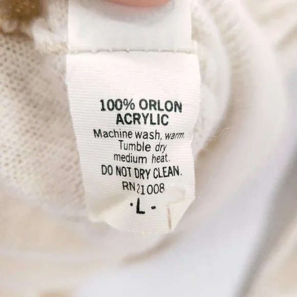 IZOD LACOSTE Vintage Sweater Off White Cream Orlon Acrylic Made in USA Sz LARGE